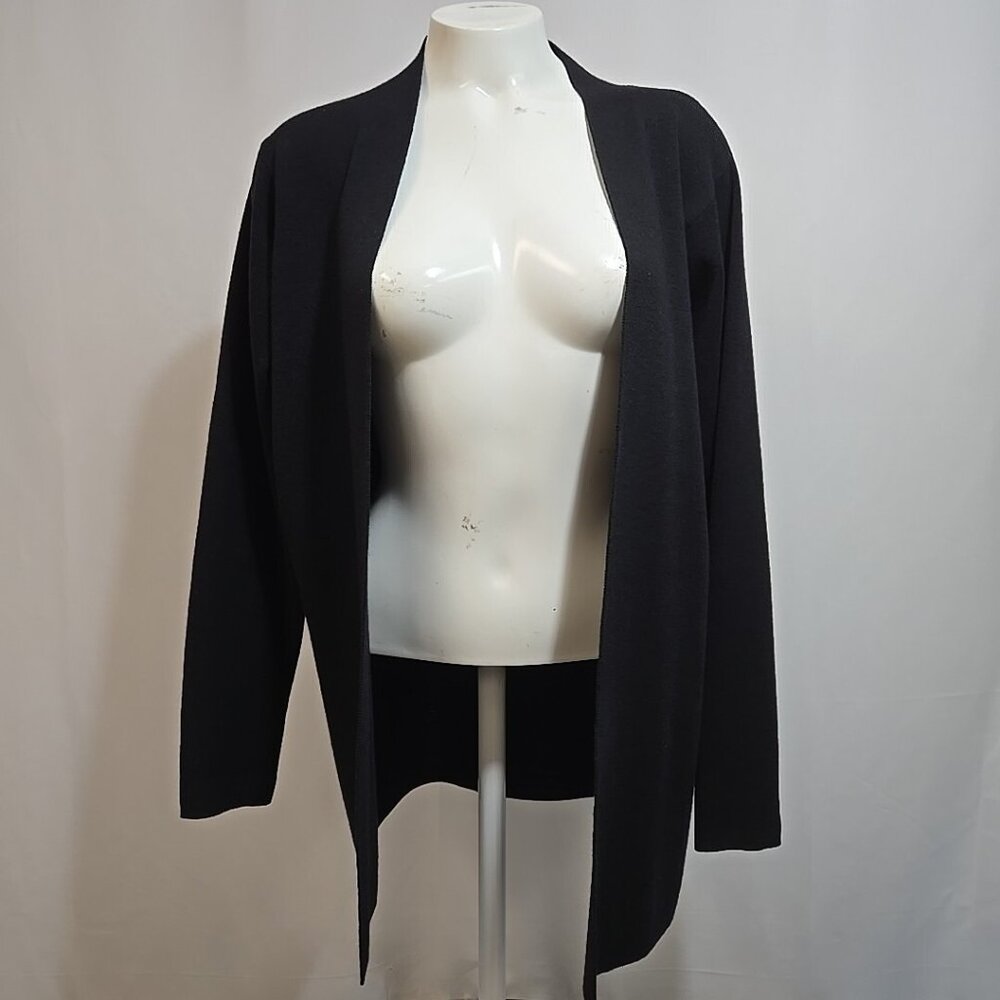 VTG Eileen Fisher Petite Cardigan Womens Size PM Open Front 100% Wool Italian